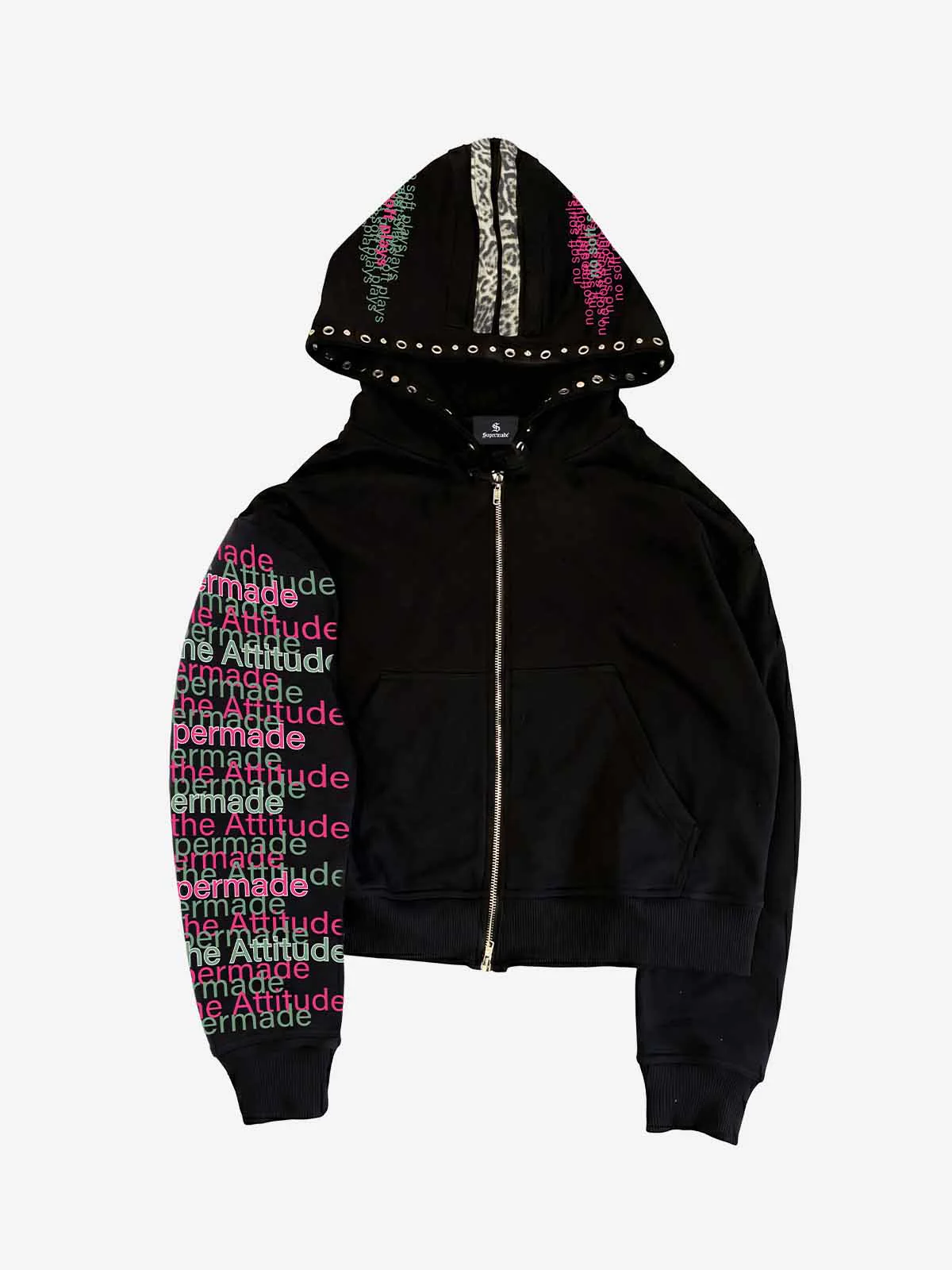 Studded Streetwear Hoodie - Black / S