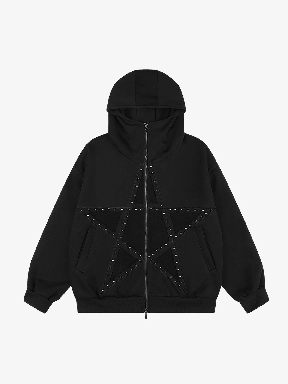 Star Stud Zip-Up Hoodie - Black / S