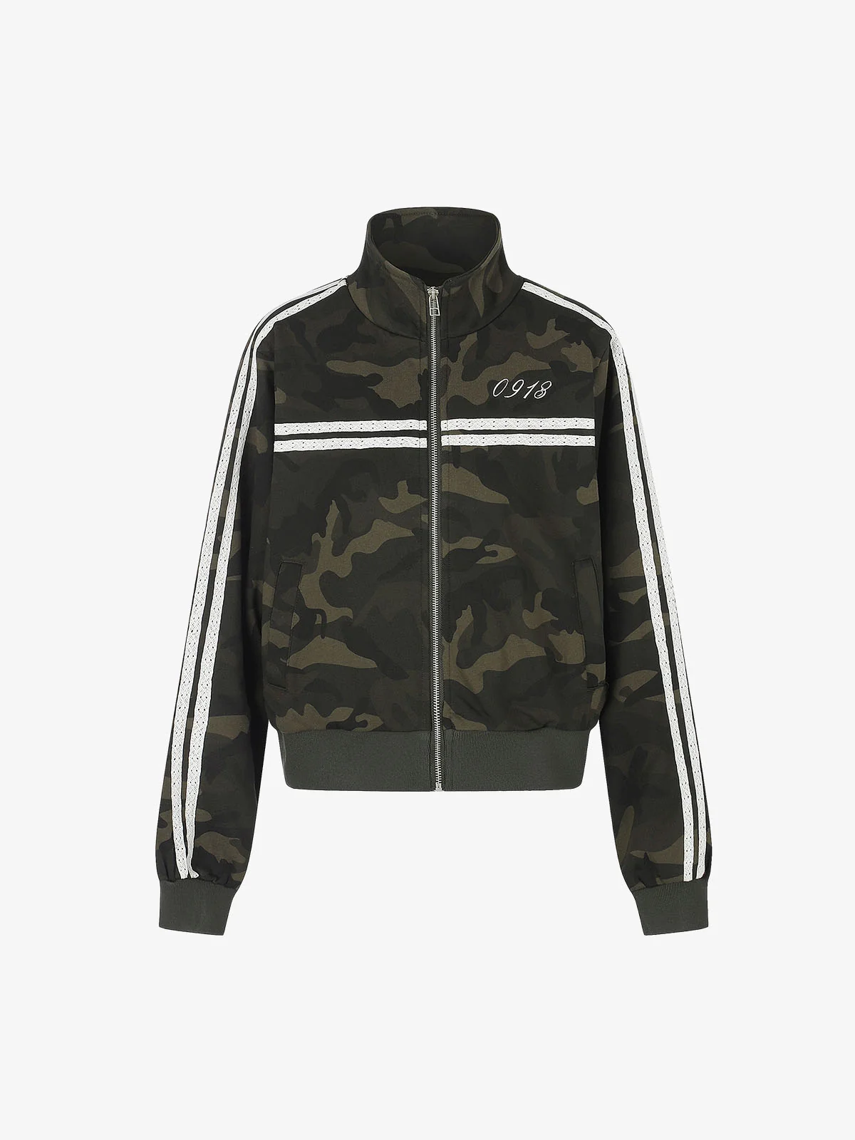 Camo Tape Detail Cropped Jacket - Green Camouflage / S