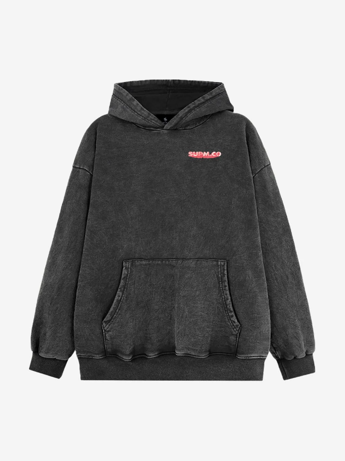 Hand-Painted Graphic Washed Hoodie - Black Terry Wash / M
