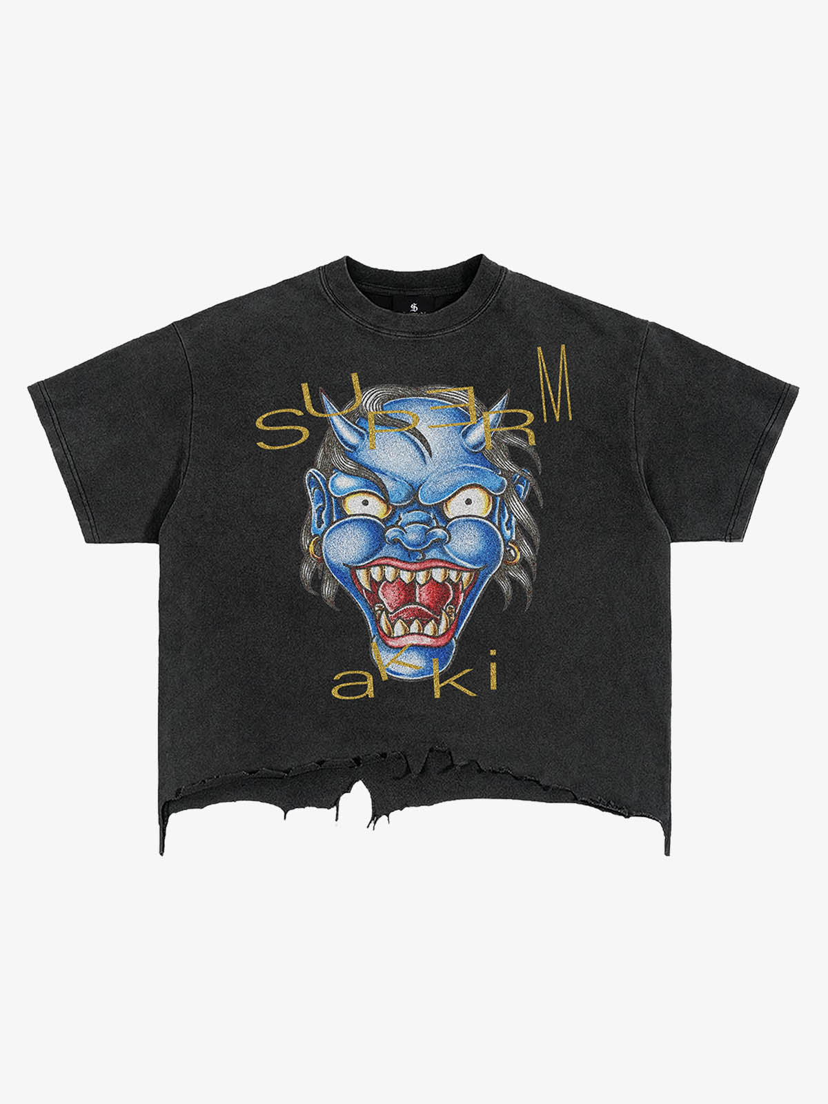 Evil Spirit Graphic Brushed Distressed Tee - Suede Black / M