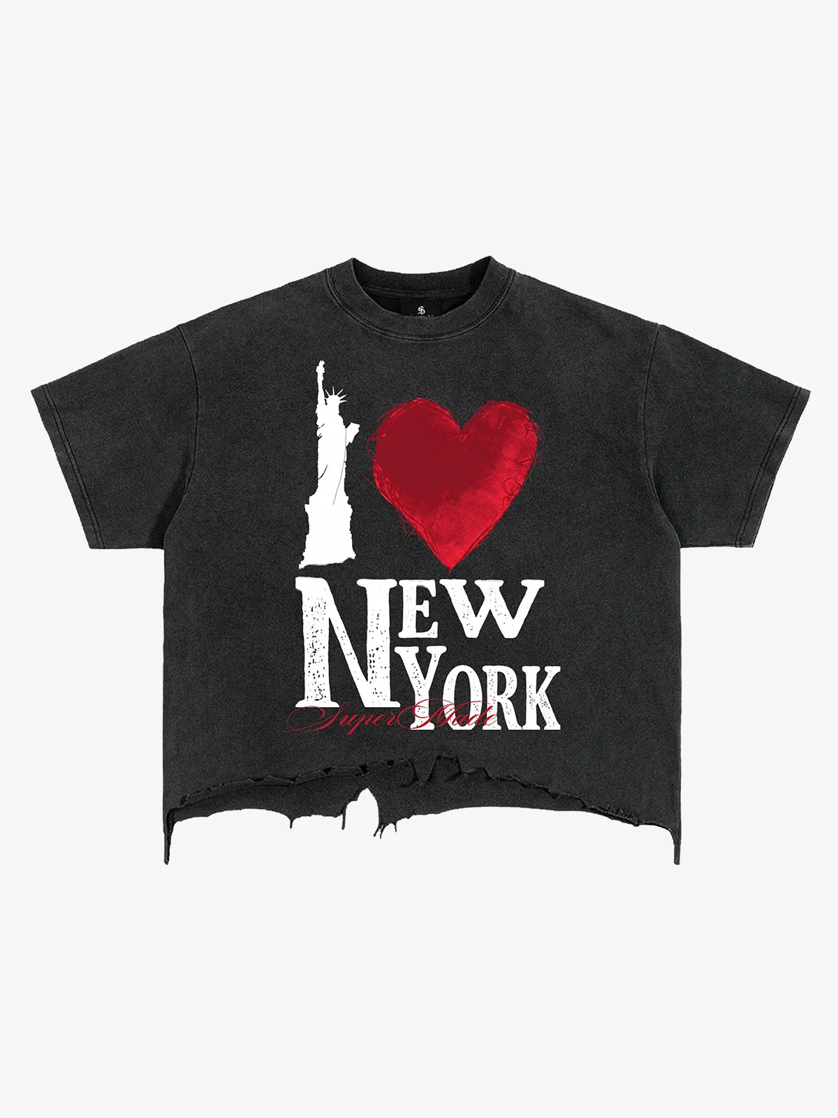 Graphic Distressed Tee - Suede Black / M