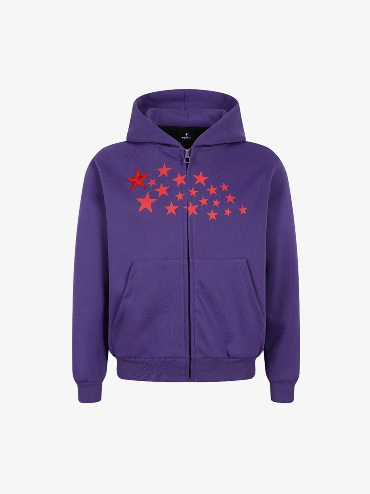 Five-Point Star Cropped Zip Hoodie - Purple / S