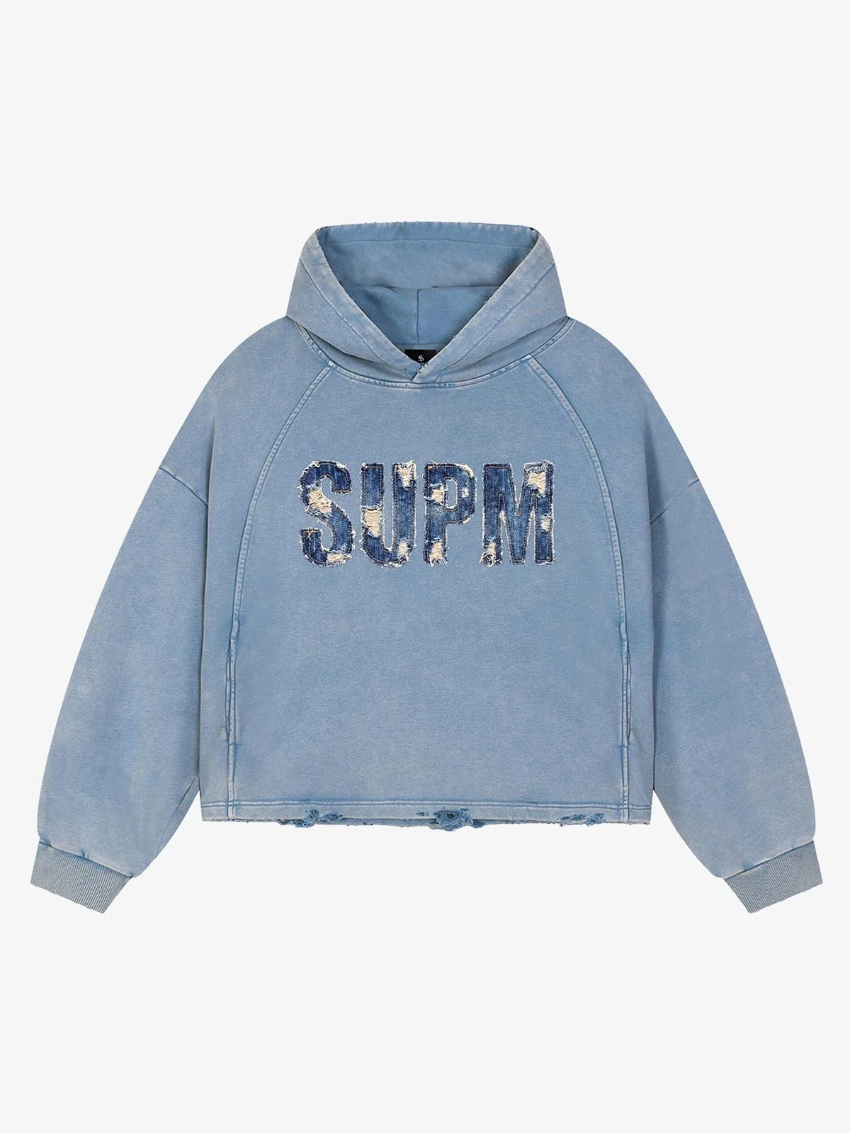 Denim Graphic Washed Cropped Sweatshirt - Washed Denim Blue / M — T-shirts pour hommes