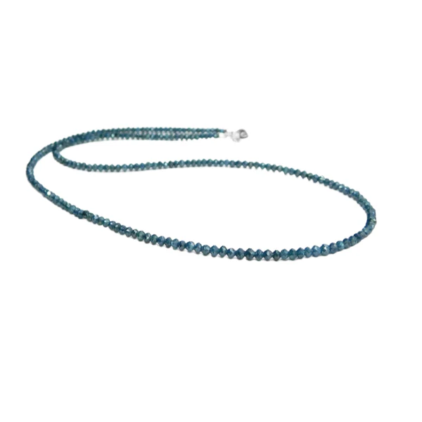 GemoneDiamonds Collier de perles à facettes en diamant de couleur bleue de 45,7 cm pour femme — Perles à bijoux