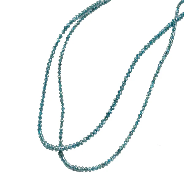 GemoneDiamonds Collier en argent de 61 cm avec perles de diamant bleu à facettes — Perles à bijoux