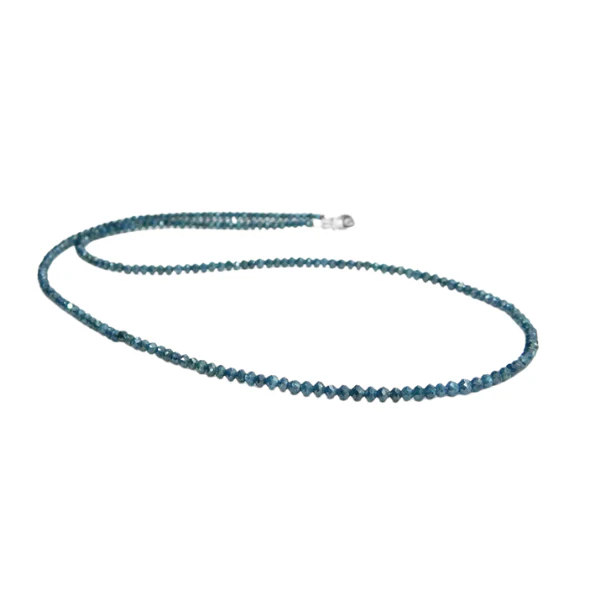 7 Inch Blue Color Diamond Beads Necklace — Silver Necklace Women