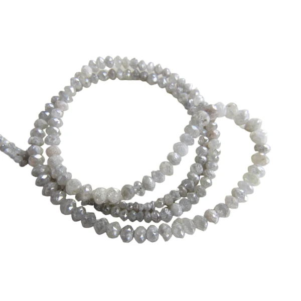 GemoneDiamonds Collier de perles de diamant gris 40,6 cm 2,00-3,00 mm