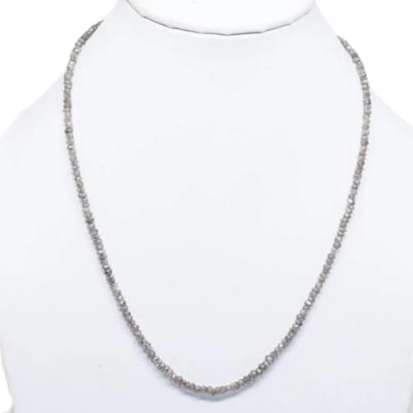 GemoneDiamonds Collier de perles de diamant gris de 45,7 cm, 2,00 à 3,00 mm