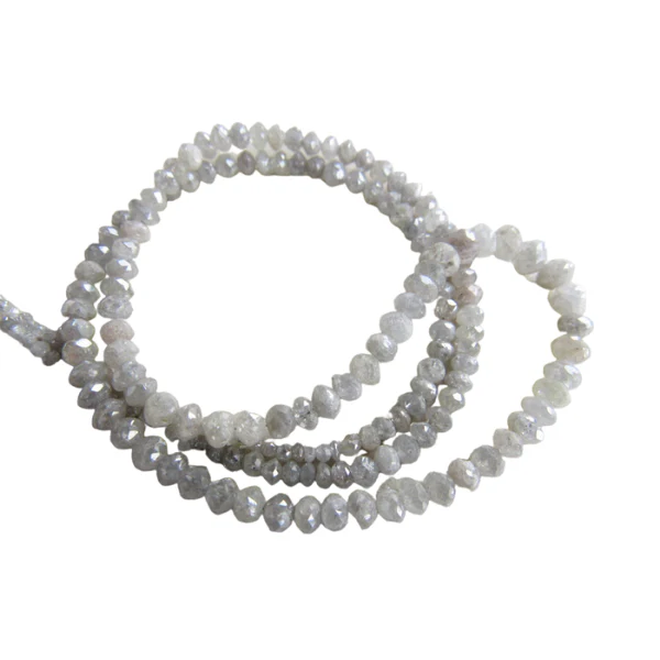 20 Inch Gray Diamond Beads Necklace - 2.00 to 3.00 MM — Silver Necklace Women