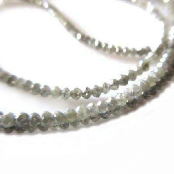 32 Inch Gray Faceted Diamond Beads Necklace - 2.00 to 3.00 MM — Silver Necklace Women