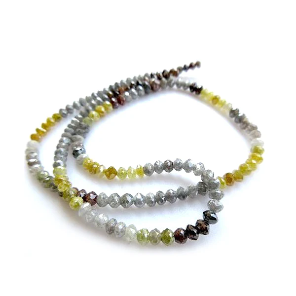 20 Inch Fancy Color Diamond Beads Necklace — Silver Necklace Women