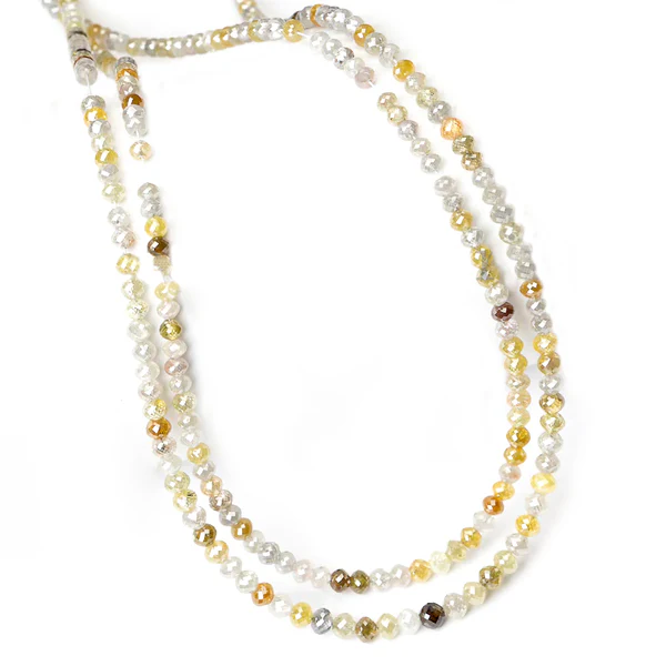 GemoneDiamonds Collier de perles de diamant multicolores naturelles de 61 cm — Collier Argent Femme