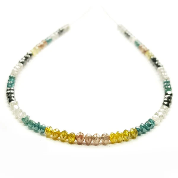 28 Inch Fancy Colored Diamond Beads Necklace — Silver Necklace Women