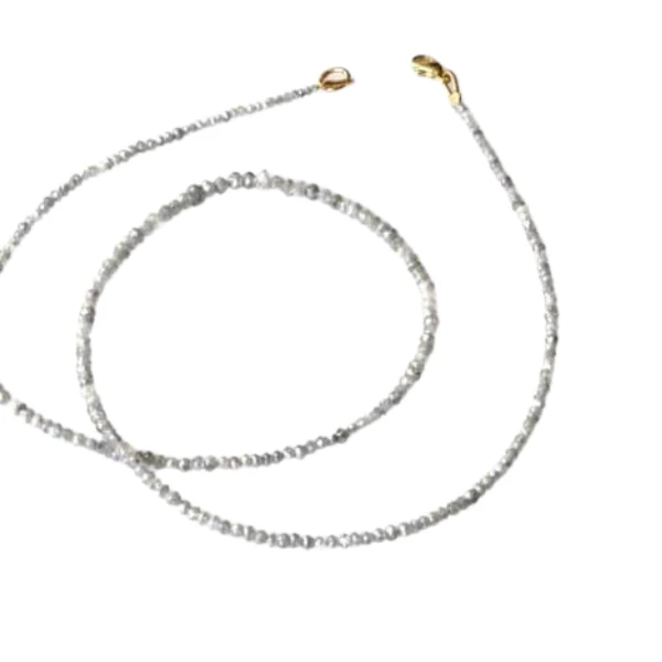 20 Inch White Diamond Faceted Beads Necklace — Silver Necklace Women