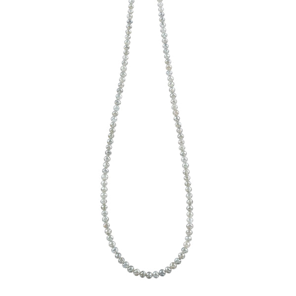 GemoneDiamonds Collier de perles de diamant blanc à facettes de 61 cm pour femme
