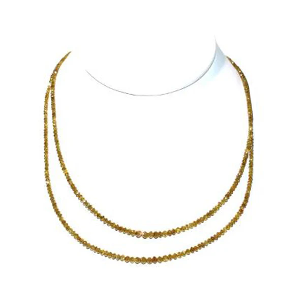 18 Inch Yellow Diamond Feceted Beads Necklace — Silver Necklace Women