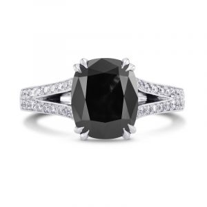 Bague de fiançailles en diamant noir taille coussin allongée de 3,20 ct en or jaune 10 carats — Bagues de fiançailles