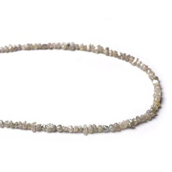 20 Inch Gray Uncut Diamond Beads Strand — Silver Necklace Women