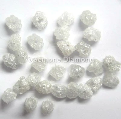 7 pouces blanc non coupé perles de diamant brut brin 2,00 à 3,00 mm par GemoneDiamonds — Pierres précieuses en vrac