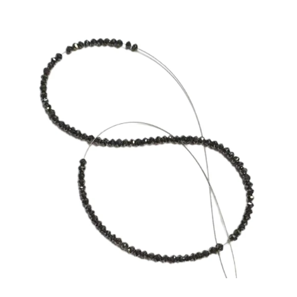 GemoneDiamonds Bracelet de perles en diamant noir de 17,8 cm, 2,00 à 3,00 mm — Bracelet Femme