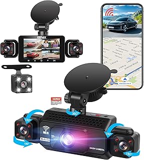 dash cam: 4 Channel Dash Cam 360° View 5G WiFi & APP Control, GEMEK 2K Front and Rear Inside, Left Right…