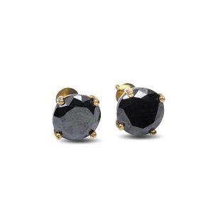 GemoneDiamonds Bagues empilables avec diamants noirs taille ronde en or jaune 10 carats — Boucles D'oreilles