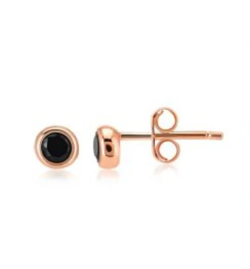 Classic 0.66 Carat Black Diamond Stud Earrings in Rose Gold - 10K Yellow Gold — Stud Earrings
