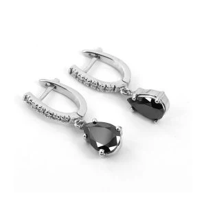 Bagues empilables diamant noir et blanc taille poire de 7,34 ct - GemoneDiamonds — Boucles D'oreilles