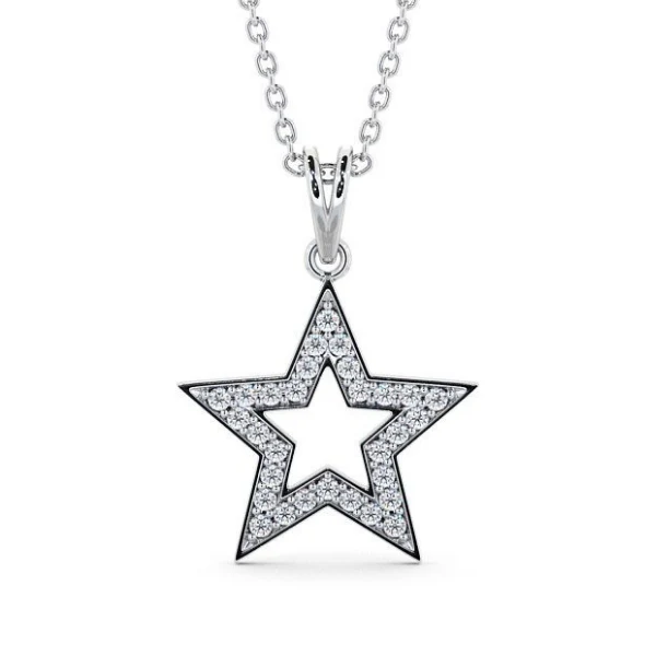 0.30 Carats White Star Shape Diamond Pendant For Peace Of Mind - White / 10K / Moissanite