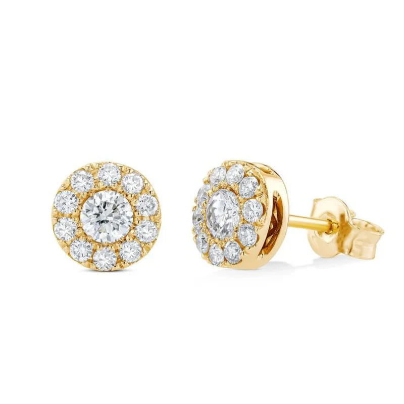 Boucles d'oreilles en diamants lab-grown halo de 2,04 carats - GemoneDiamonds — Boucles D'oreilles