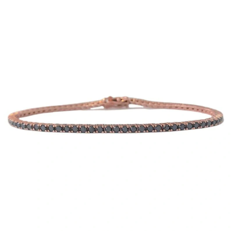2.50 Ct Black Diamond Tennis Bracelet in Rose Gold - 10K Yellow Gold
