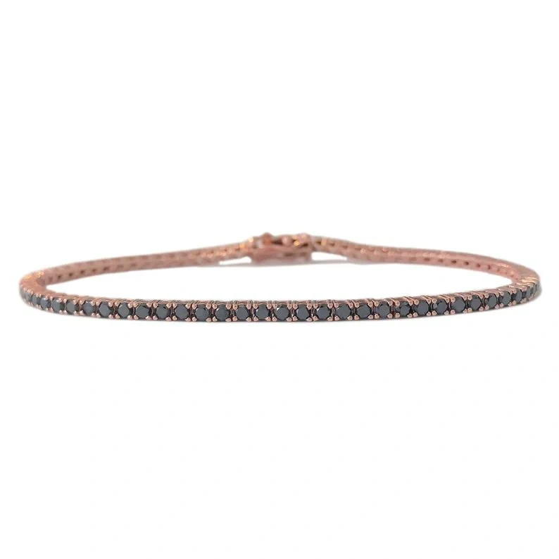Bracelet tennis diamant noir 2,50 ct en or jaune 10 carats par GemoneDiamonds — Bracelet Femme