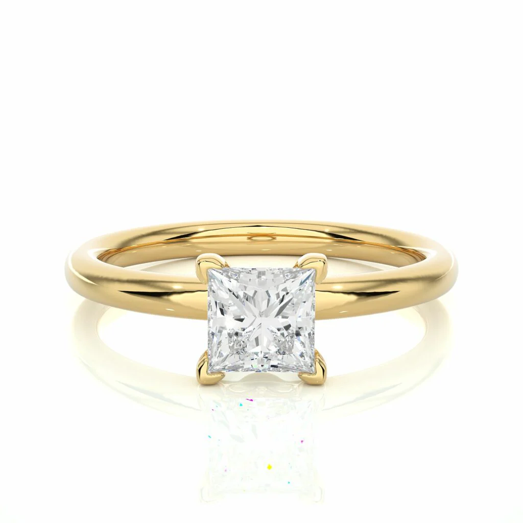 Princess Solitaire Lab Created Diamond Engagement Ring - 10K Yellow Gold / Lab diamond — Engagement Rings