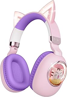 Écouteurs Cat Ear enfants Bluetooth, rose violet, 85dB — Écouteurs sans fil