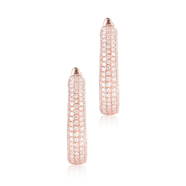 1.76 Ct Round Cut Pave Set Lab Diamond Hoop Earrings - 10K Yellow Gold / Lab Diamond — Hoop Earrings