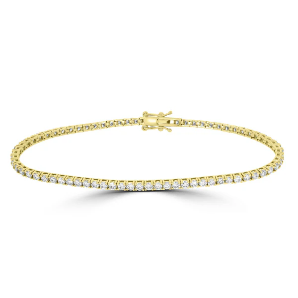 Bracelet tennis diamant rond 2,87 ct en or blanc 10 carats par GemoneDiamonds — Bracelet Femme